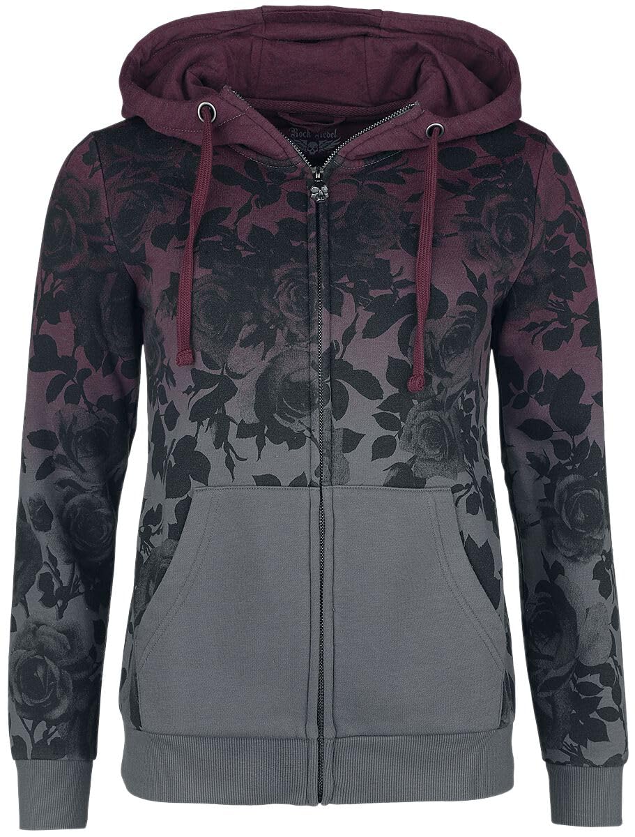 Rock Rebel by EMP Damen graue Sweatjacke mit Rosen-Print und Farbverlauf für Casual-Belieber in Grösse S